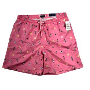 Club Room Momo Hula Swim Trunks Men Medium Pink Rose 7" Pockets Quick Dry $55